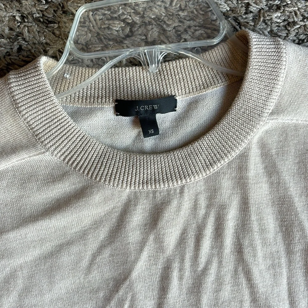J. Crew Merino Wool High Low Hem Oversized Tunic‎ Sweater High Low Beige Size XS